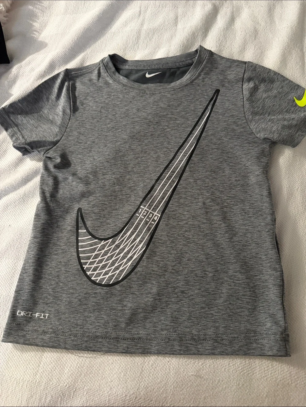 Nike Gray Heather Dri-FIT Tee with Neon Swoosh Accent